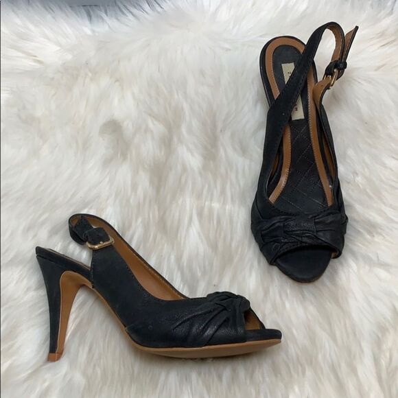 Zara Woman Black Slingback Stilettos Sz 38/7.5-8 - Picture 1 of 6